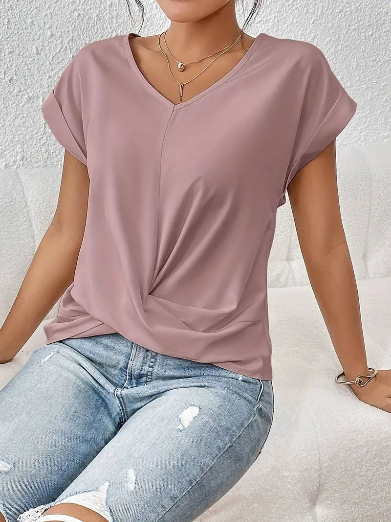 Women's Chic Knot V-Neck T-Shirt