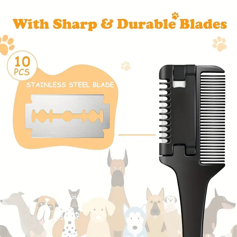 Pet Razor Comb with 10 Replacement Blades