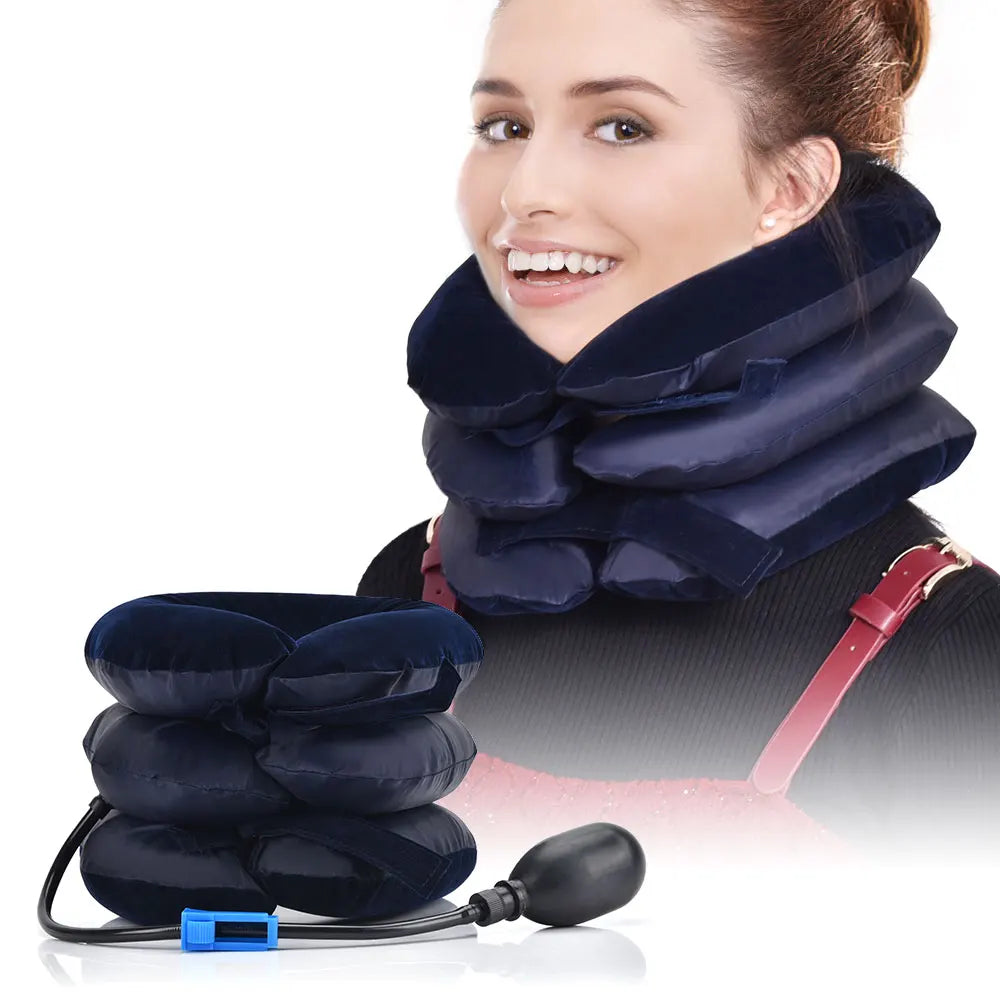 Portable cervical traction collar for neck pain relief