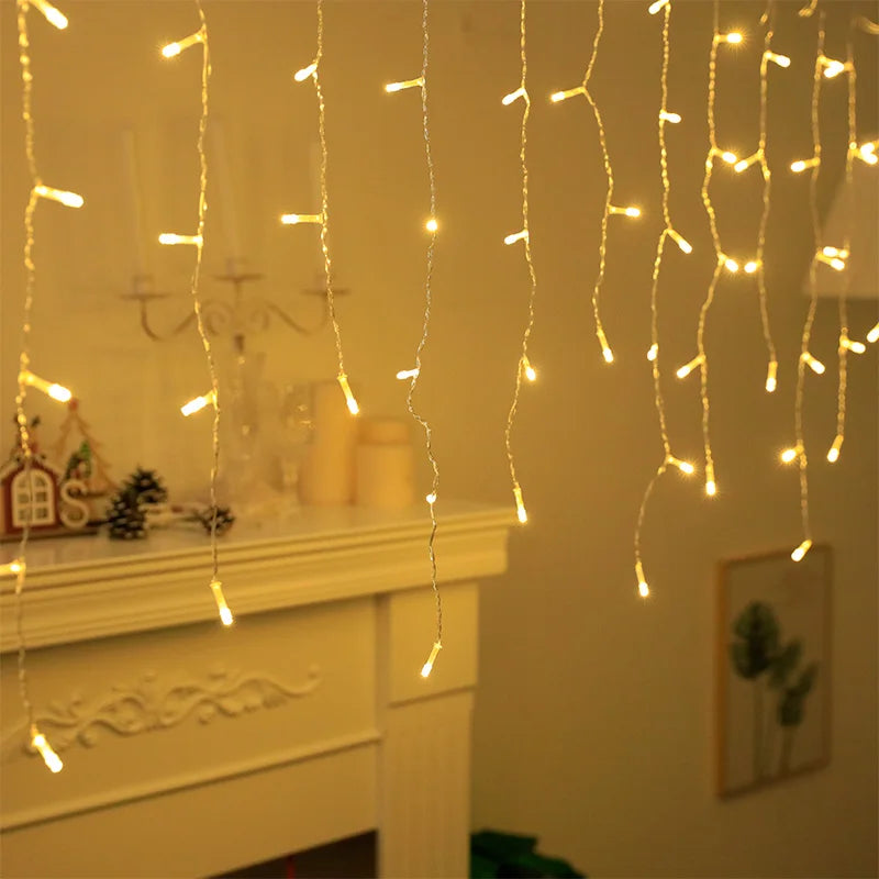 2023 Christmas Garland LED Curtain Icicle String Lights