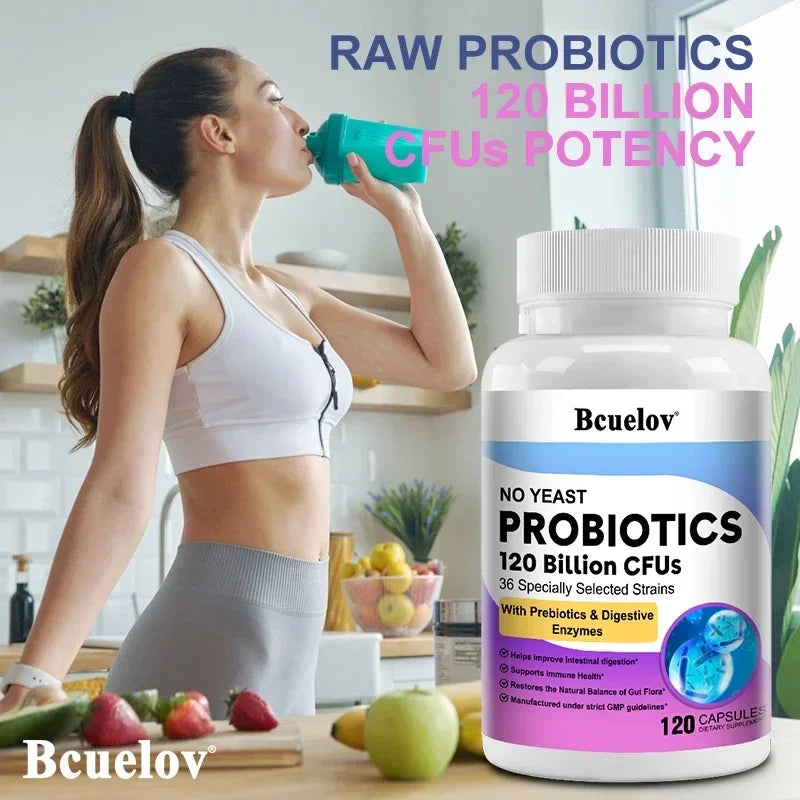 Probiotics 120 Billion CFU – 36 Strains with Prebiotics & Digestive Enzymes for Digestion & Immunity