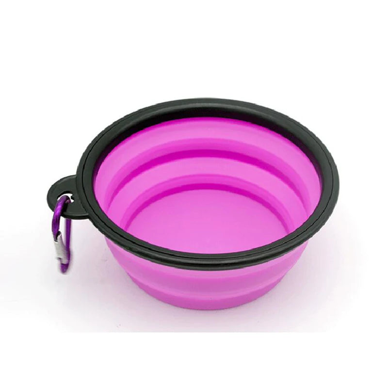 Portable folding silicone dog bowl for travel use