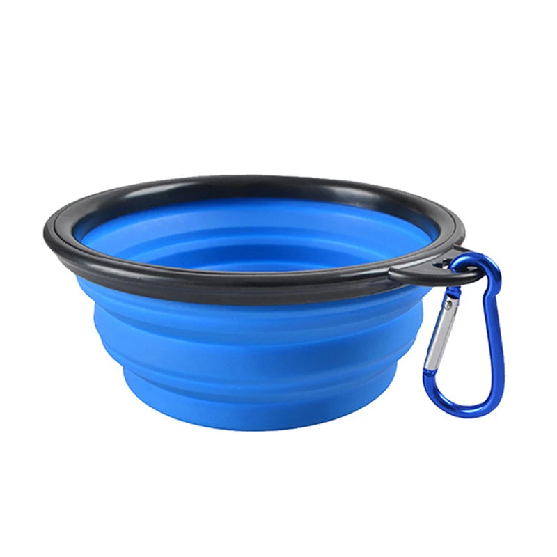 Portable folding silicone dog bowl for travel use