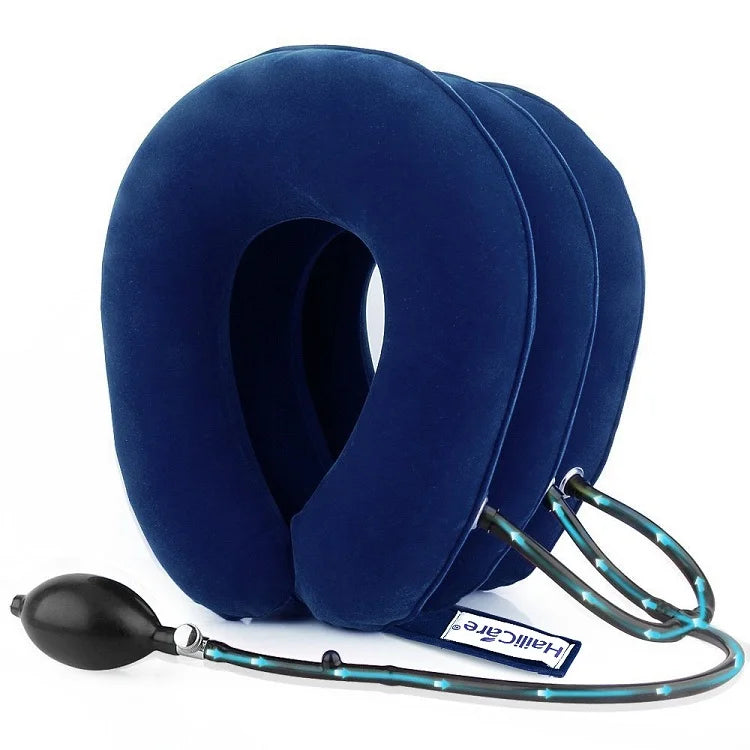 Portable cervical traction collar for neck pain relief