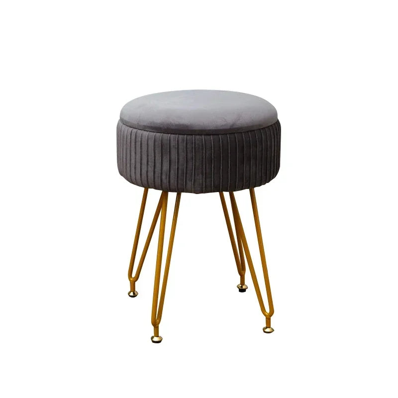 Velvet Vanity Stool with Gold Legs