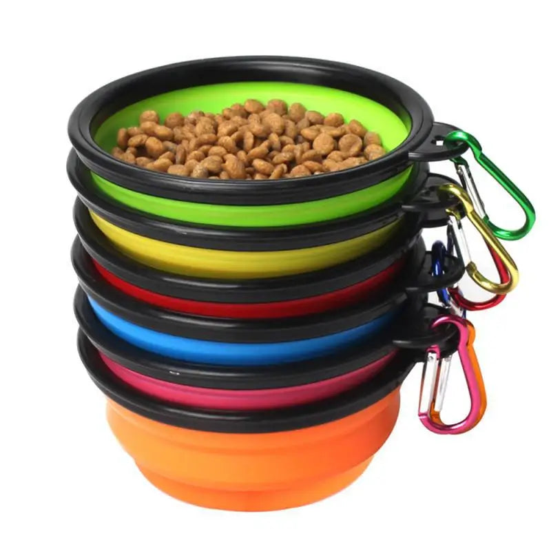 Portable folding silicone dog bowl for travel use