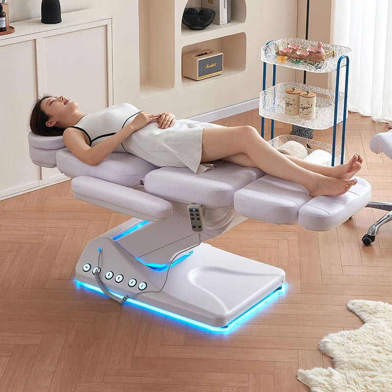 Electric beauty bed with adjustable lift and durable design