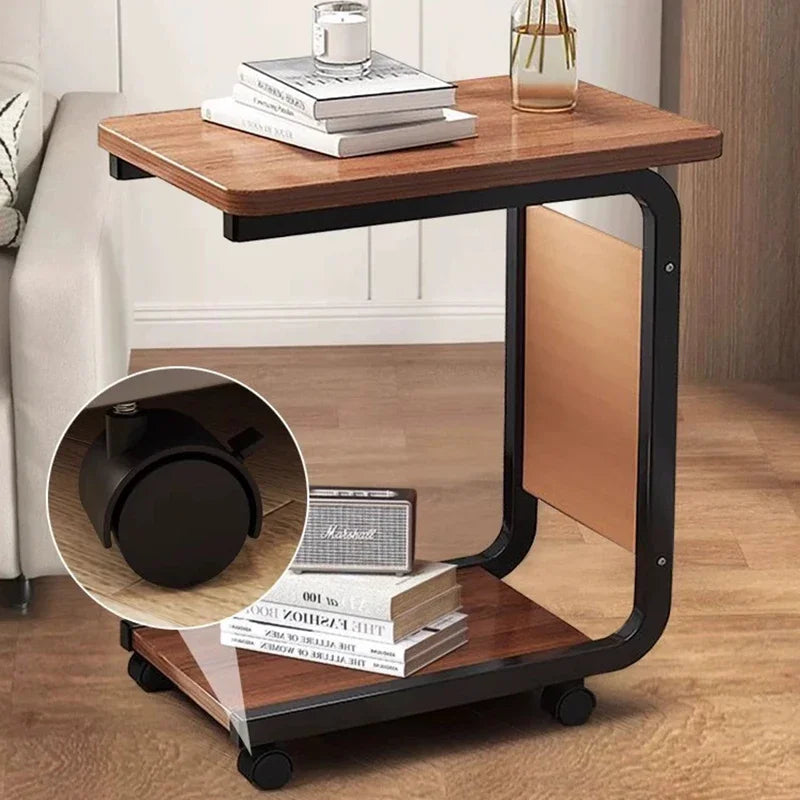 C-Shaped Side Table - Living Room Mobile Coffee Table