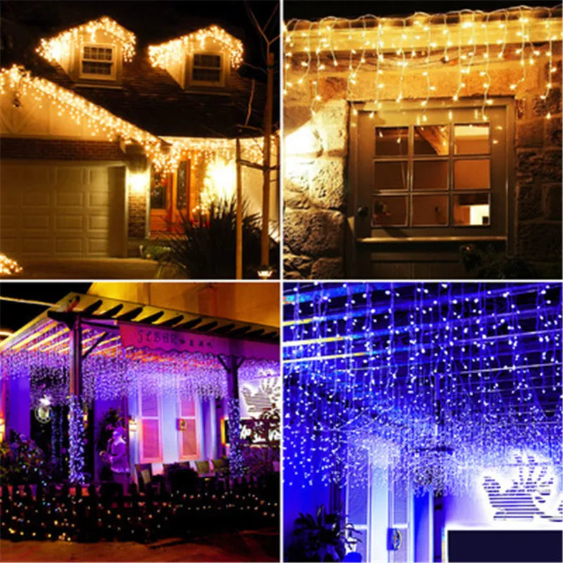 2023 Christmas Garland LED Curtain Icicle String Lights