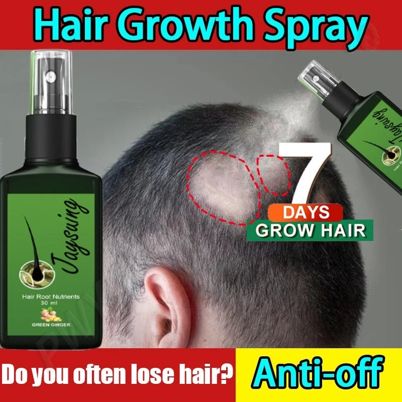 Ginger hair growth spray for scalp treatment and hair regrowth