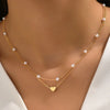 14K gold and pearl necklace with love heart pendant