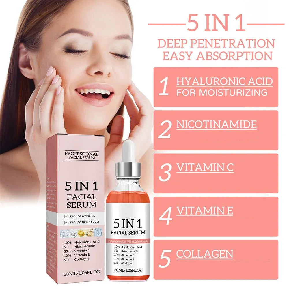 Anti-wrinkle facial serum for hydrating and firming skin