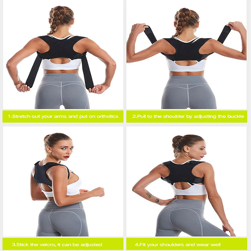 Adjustable Posture Corrector with back brace and shoulder support