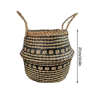 Boho flower pot with rattan weave for plants or storage