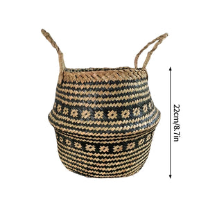 Boho flower pot with rattan weave for plants or storage