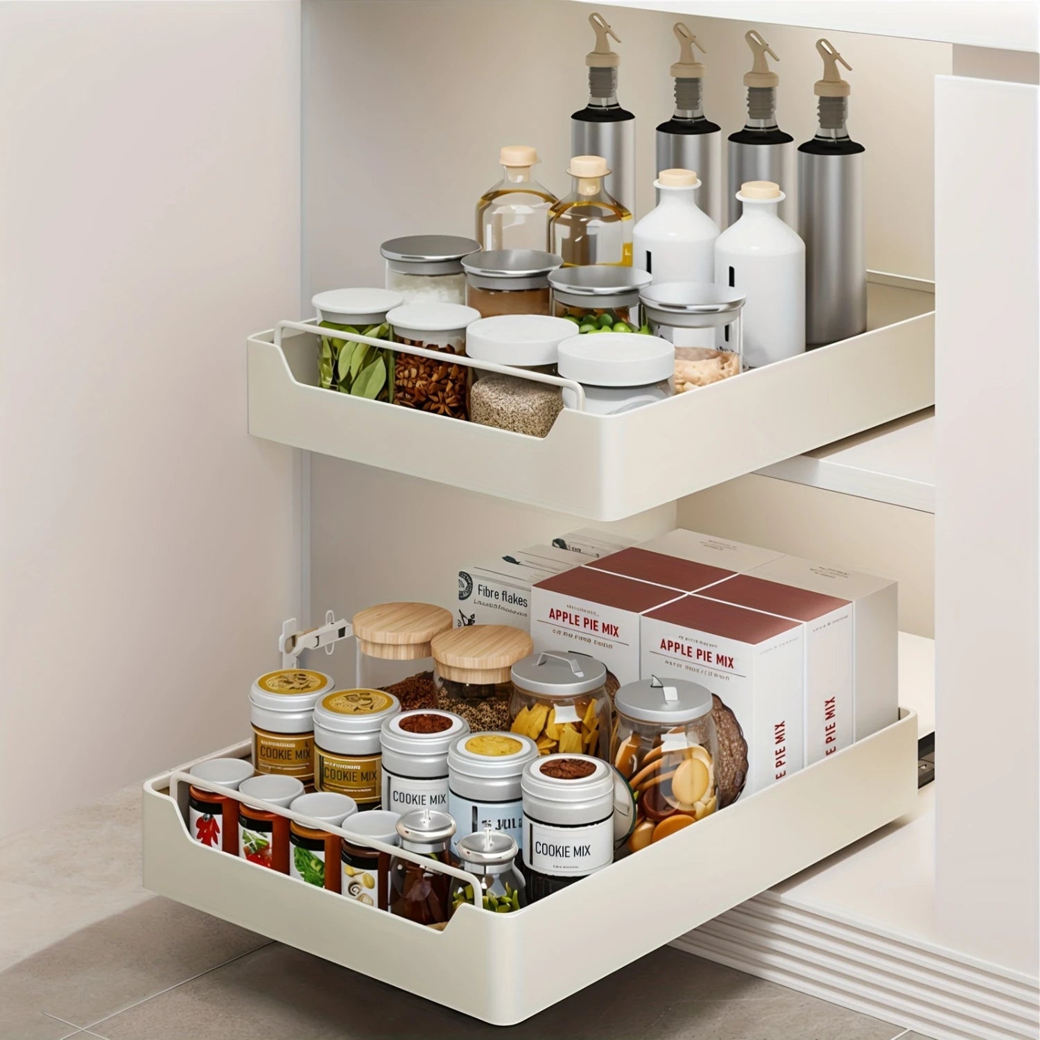 Heavy-duty pull-out cabinet organizer with nano adhesive installation