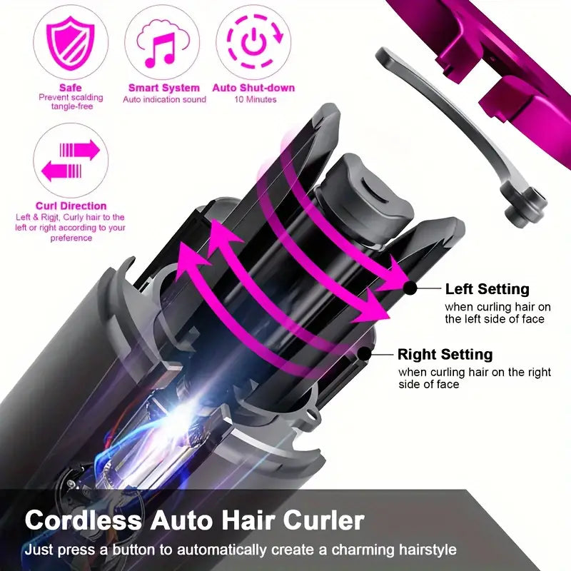 IGEALL cordless ceramic auto curler with adjustable heat settings