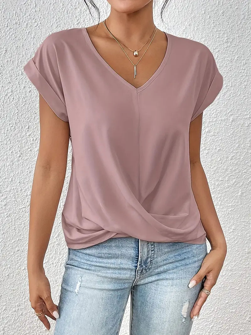 Women's Chic Knot V-Neck T-Shirt