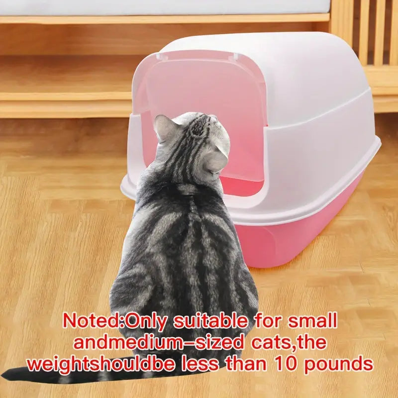 Fully enclosed cat litter box with shovel for odor control