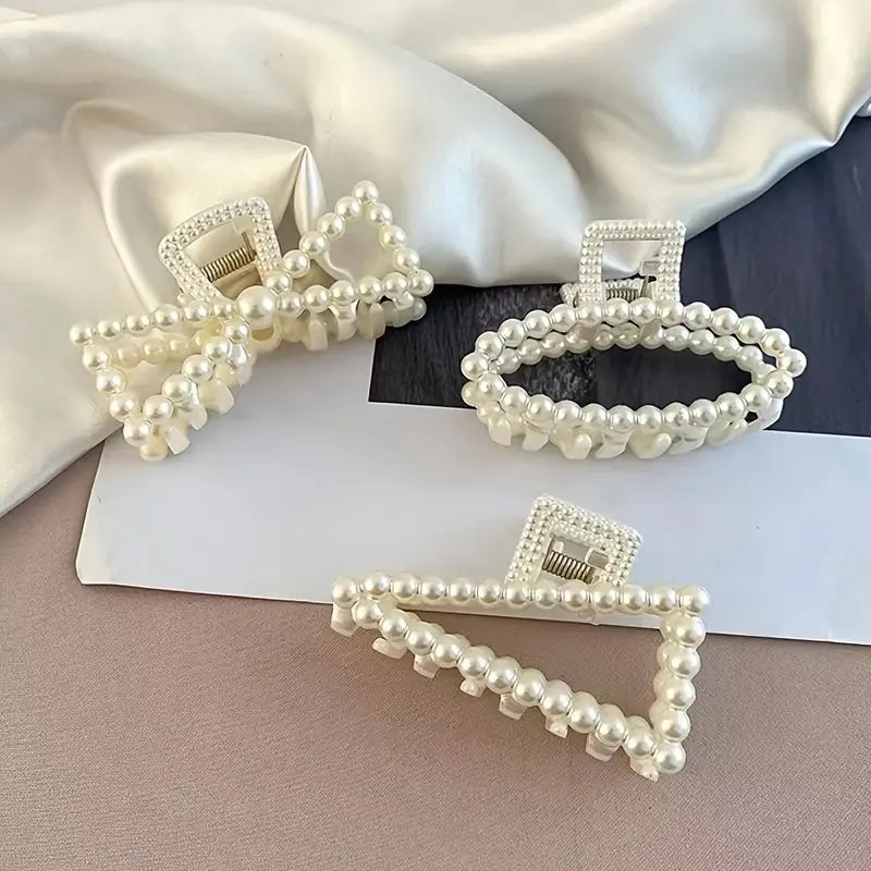 6 Pcs Faux Pearl Hair Claw Clips