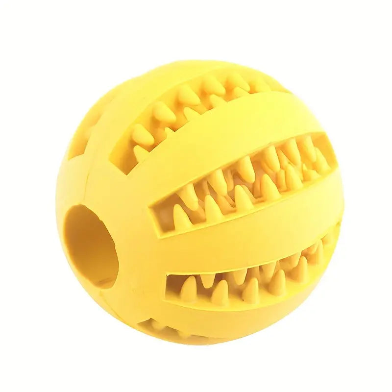 Interactive dog ball toy with chew and food dispenser features