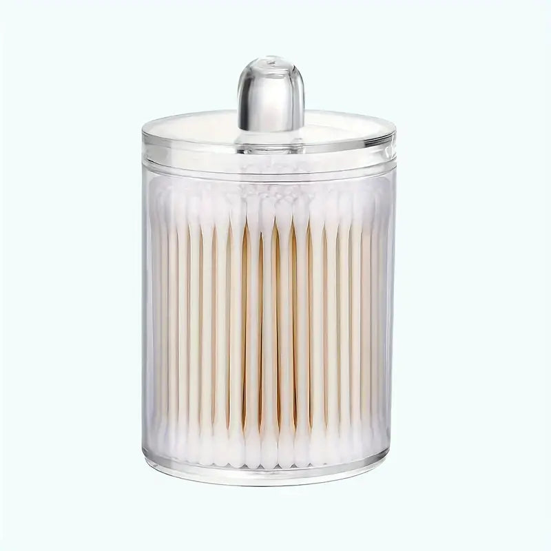 Elegant Glass Swab Holder with Wooden Lid