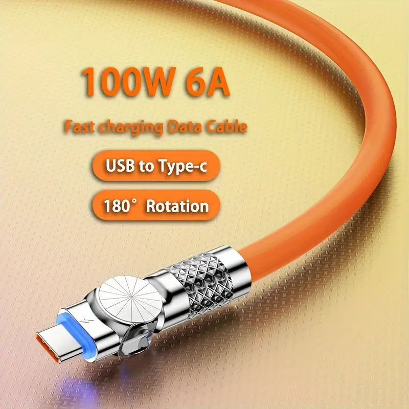 Durable USB Type-C cable with 180° rotation for fast charging