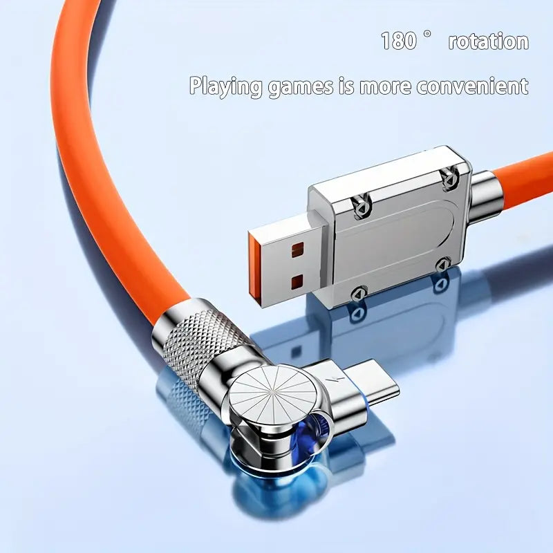 Durable USB Type-C cable with 180° rotation for fast charging