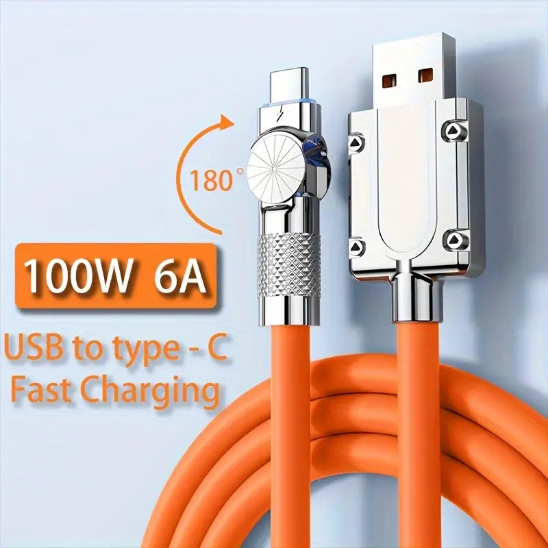 Durable USB Type-C cable with 180° rotation for fast charging