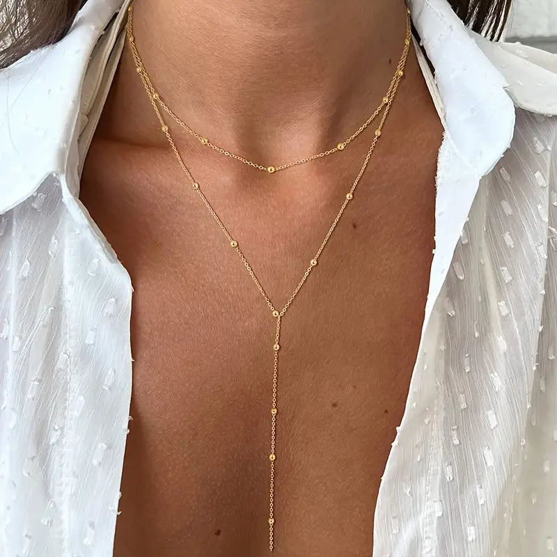 Multi-Layered Tassel Long Chain Necklace