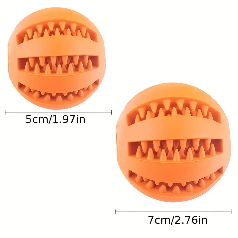 Interactive dog ball toy with chew and food dispenser features