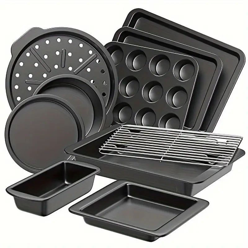 HONGBAKE 10-piece nonstick bakeware set with carbon steel pans