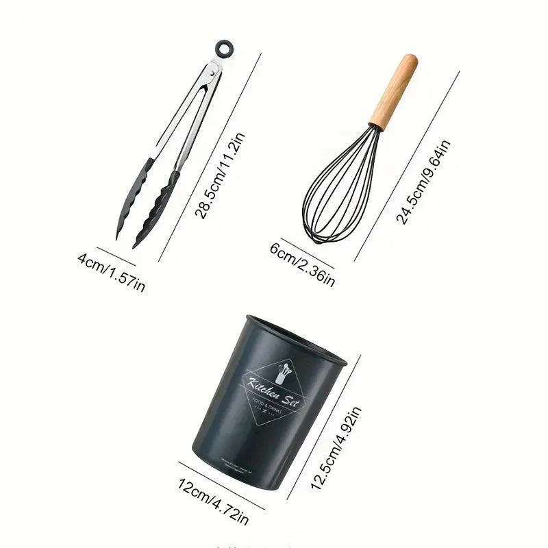 Silicone kitchen utensil set with BPA-free non-stick tools