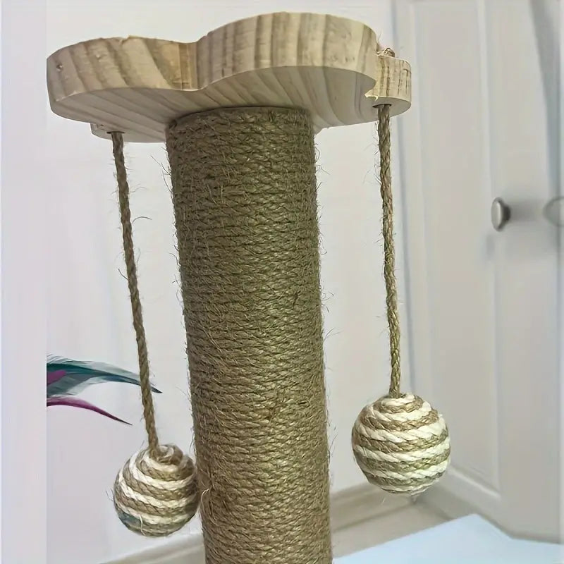 Premium Solid Wood Cat Scratching Post Turntable