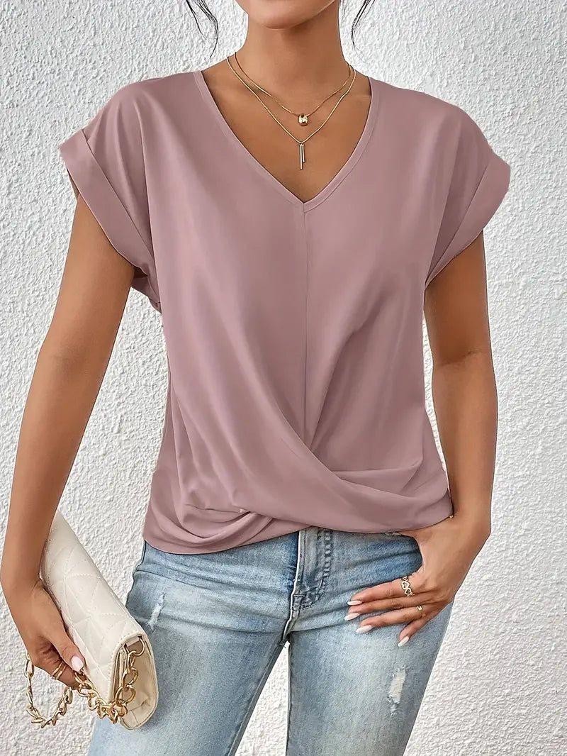 Women's Chic Knot V-Neck T-Shirt