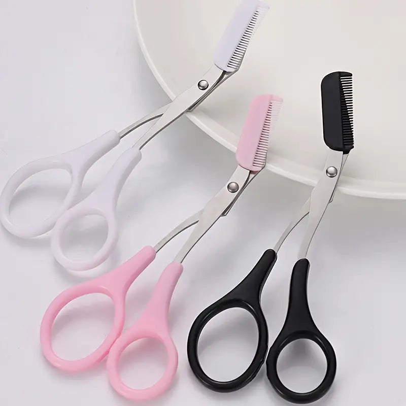 Eyebrow trimmer scissor with comb for precise facial hair grooming