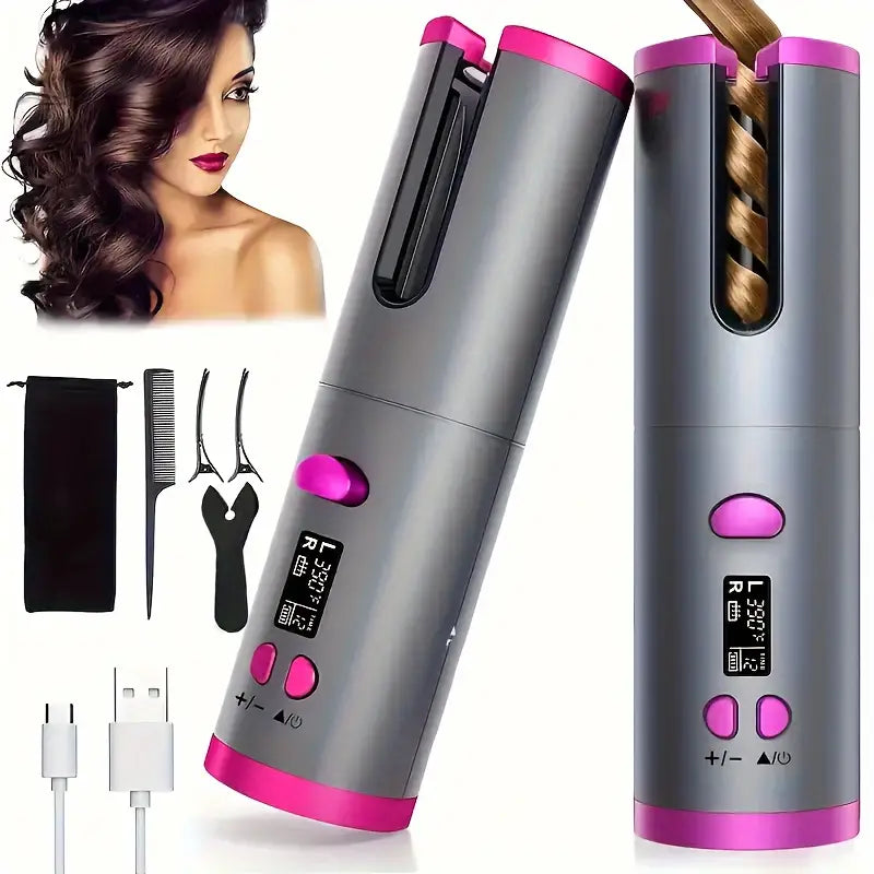 IGEALL cordless ceramic auto curler with adjustable heat settings