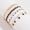 4PCS Black Thin Chain Bracelet Set