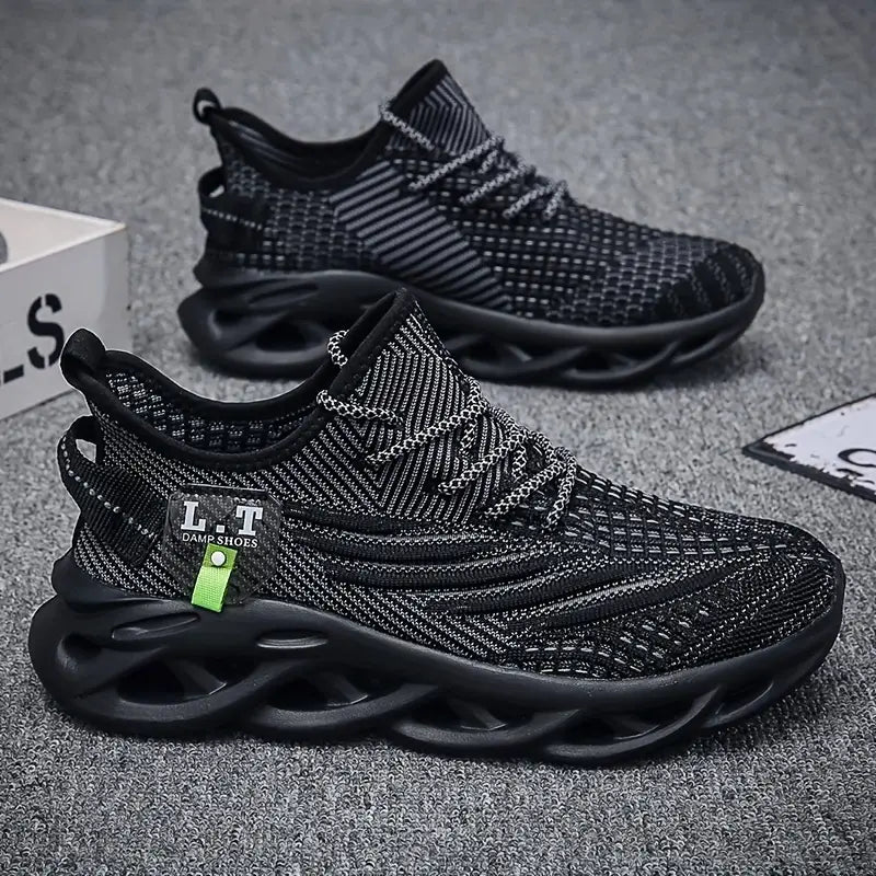 Men's Knit Breathable Lace-Up Running Shoes