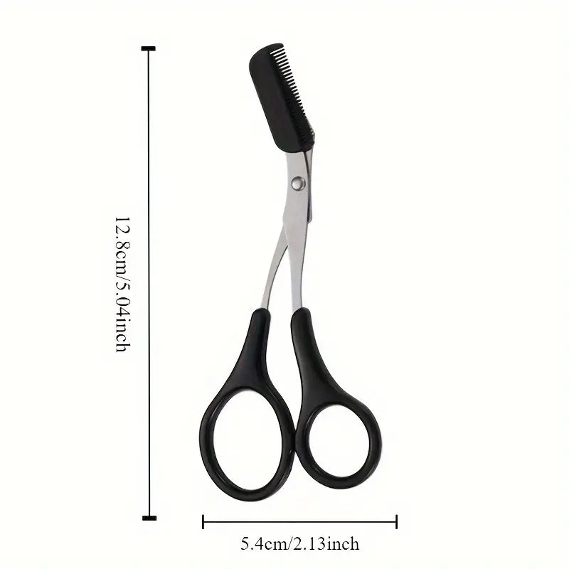 Eyebrow trimmer scissor with comb for precise facial hair grooming