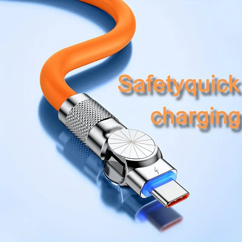 Durable USB Type-C cable with 180° rotation for fast charging