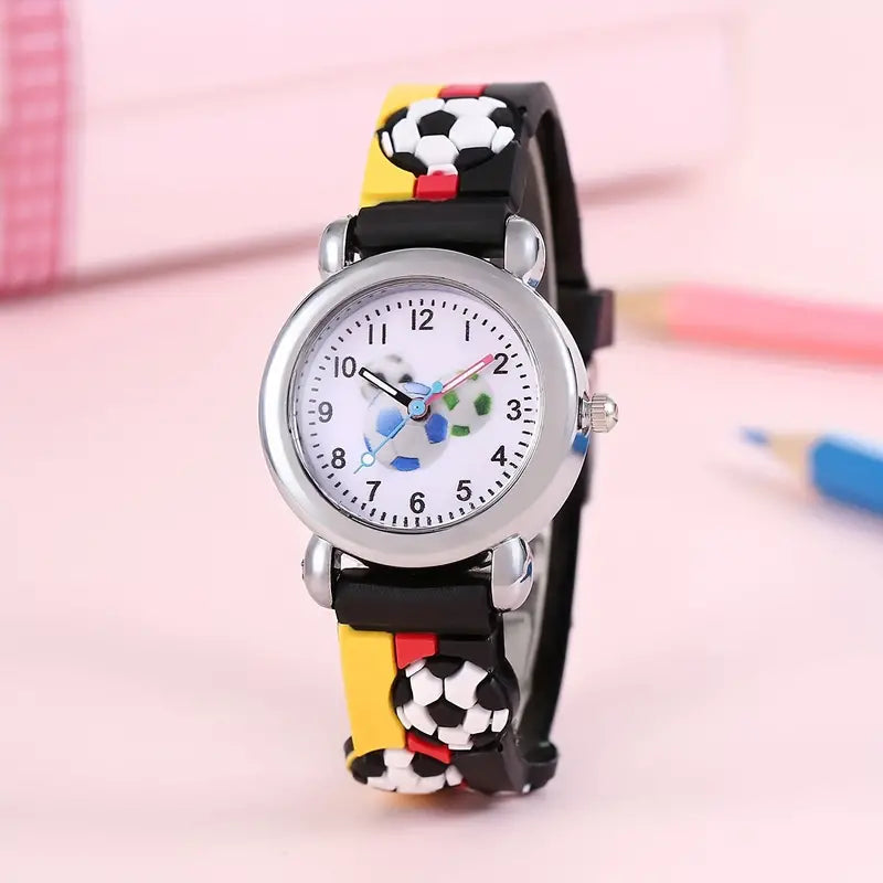 Fashion Colorful Cartoon Football Quartz Watch for Kids