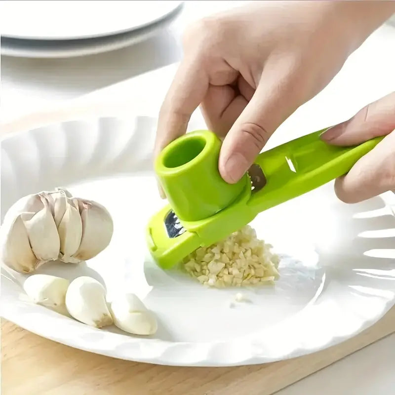 Compact mini garlic press and vegetable cutter in ABS material