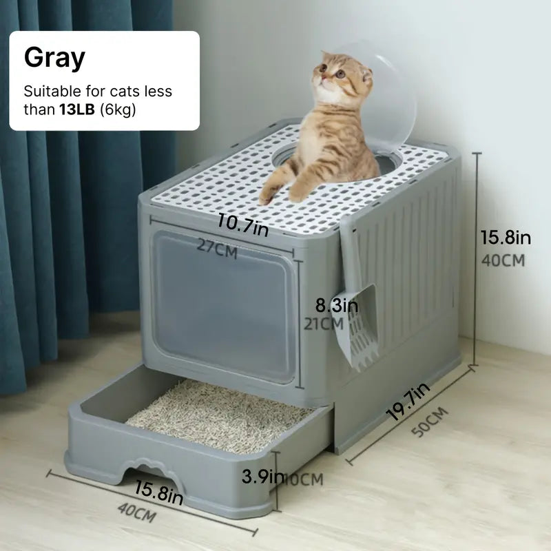 Spacious Foldable Cat L Litter Box