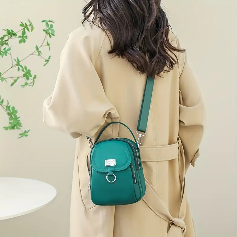 Solid Color Zipper Crossbody Bag