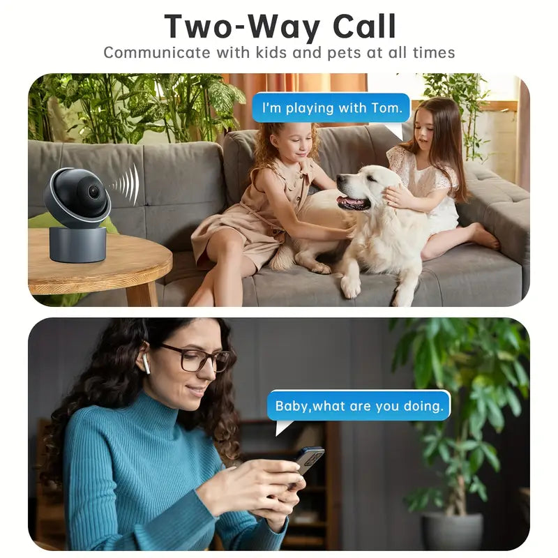 3MP Indoor Pan/Tilt Security Camera with Auto-Focus, AI Human/Pet Detection, Two-Way Audio, and 256GB TF Card Storage