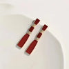 Geometric red pendant earrings, hypoallergenic stainless steel