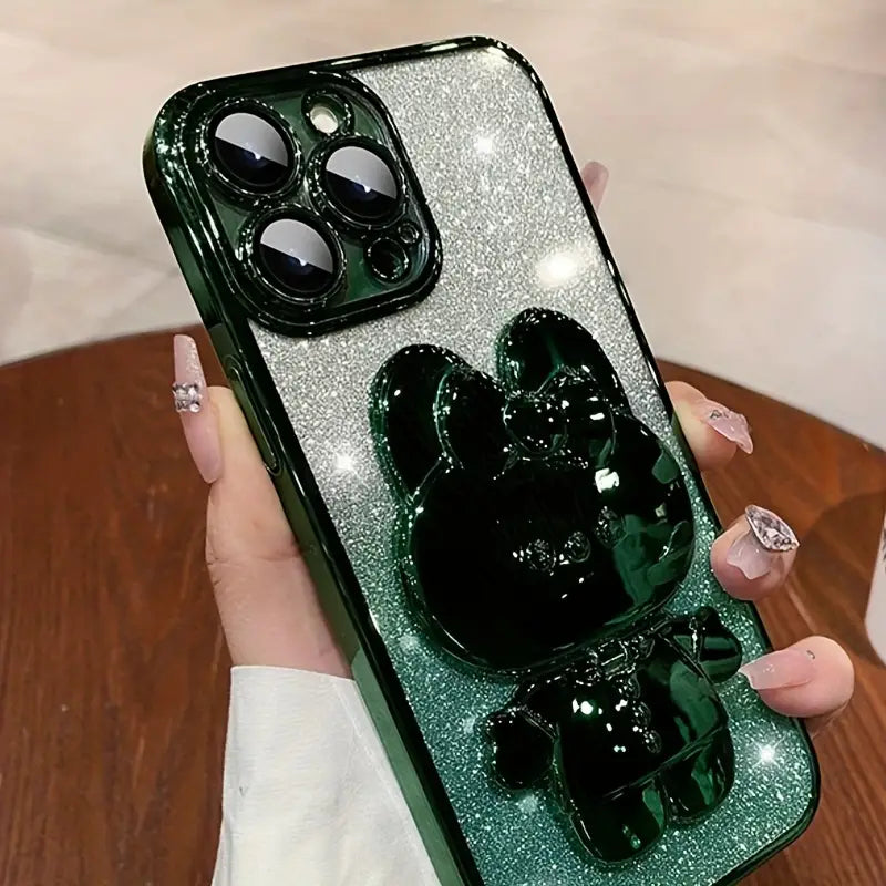 Bunny phone case with electroplated design for iPhones