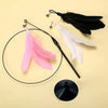 Interactive feather cat toy with suction cup and bell