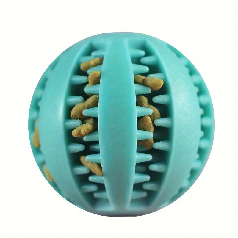 Interactive dog ball toy with chew and food dispenser features